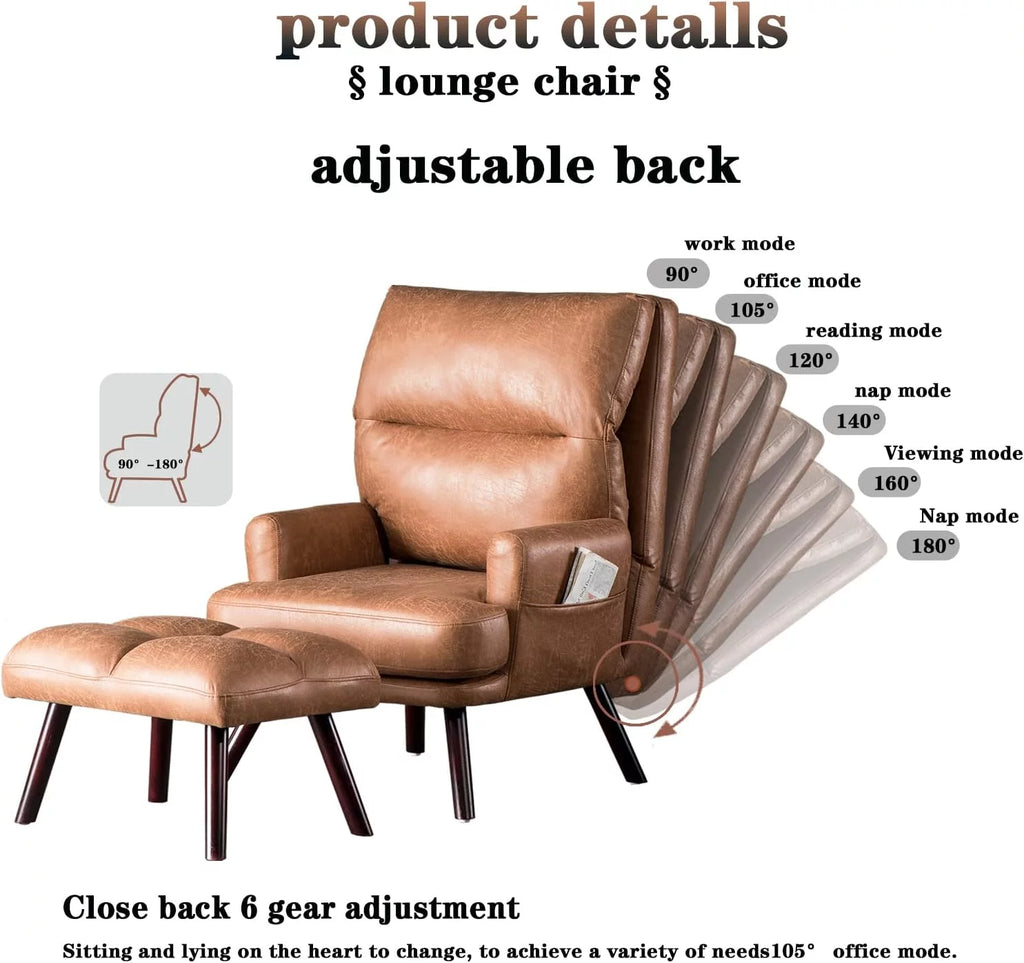 Light Brown Faux Suede Accent Chair with Ottoman Set R2796