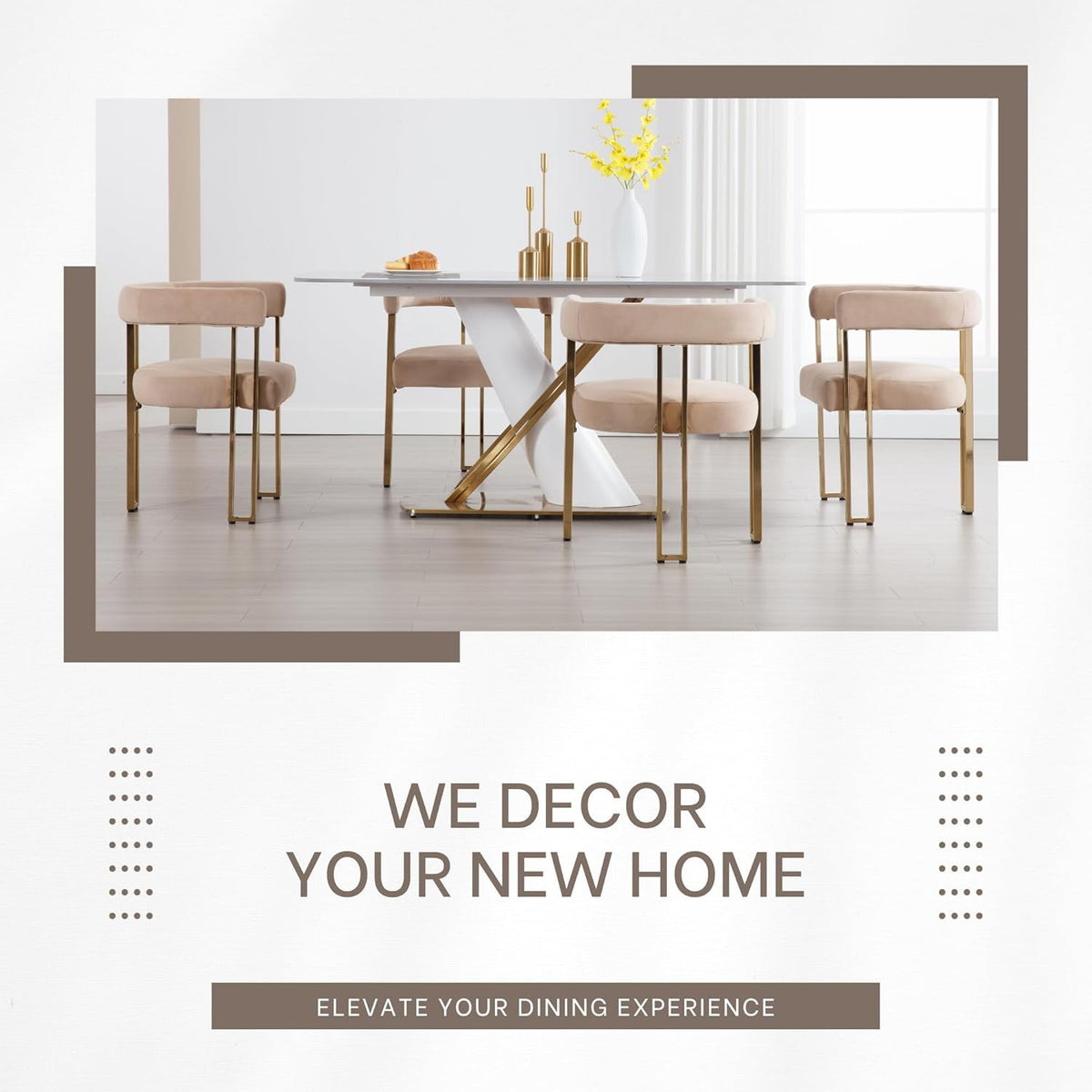 Set of 6 Velvet Khaki Dining Chairs M952715