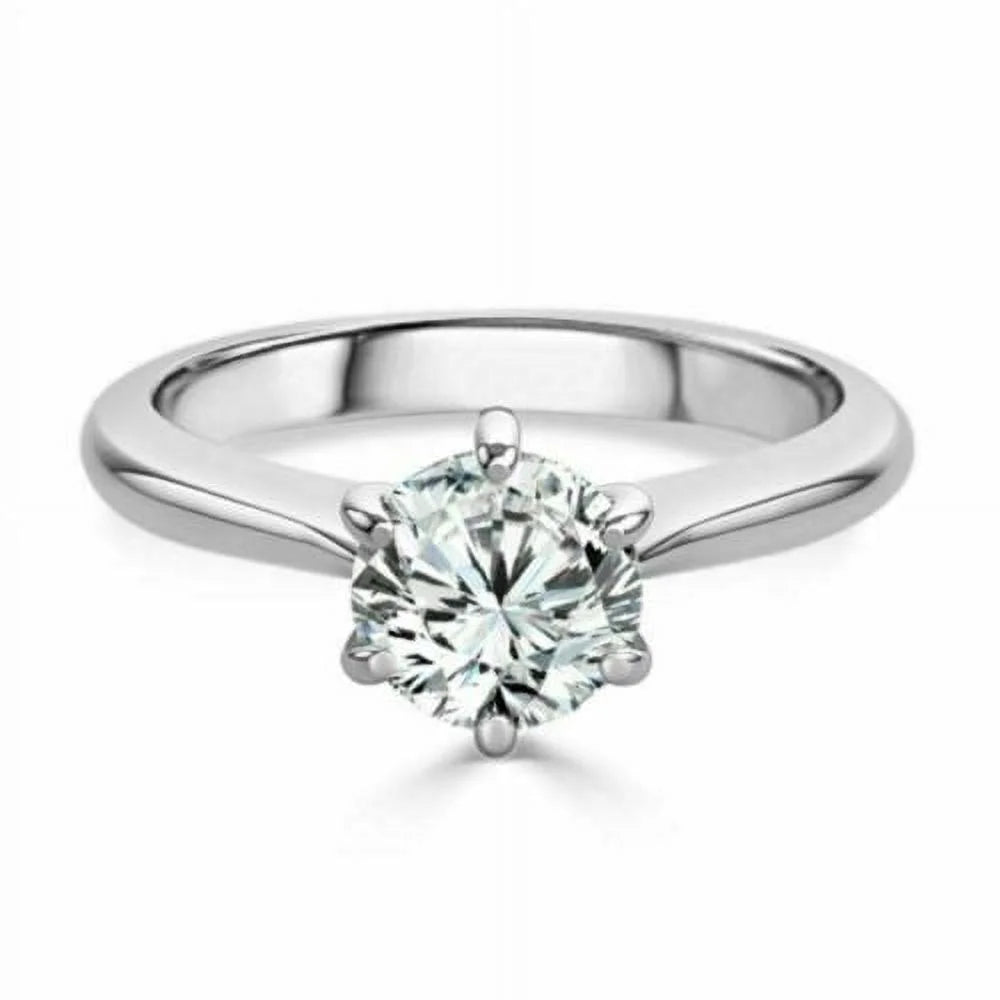 14K White Gold Moissanite Solitaire Engagement Ring S7698