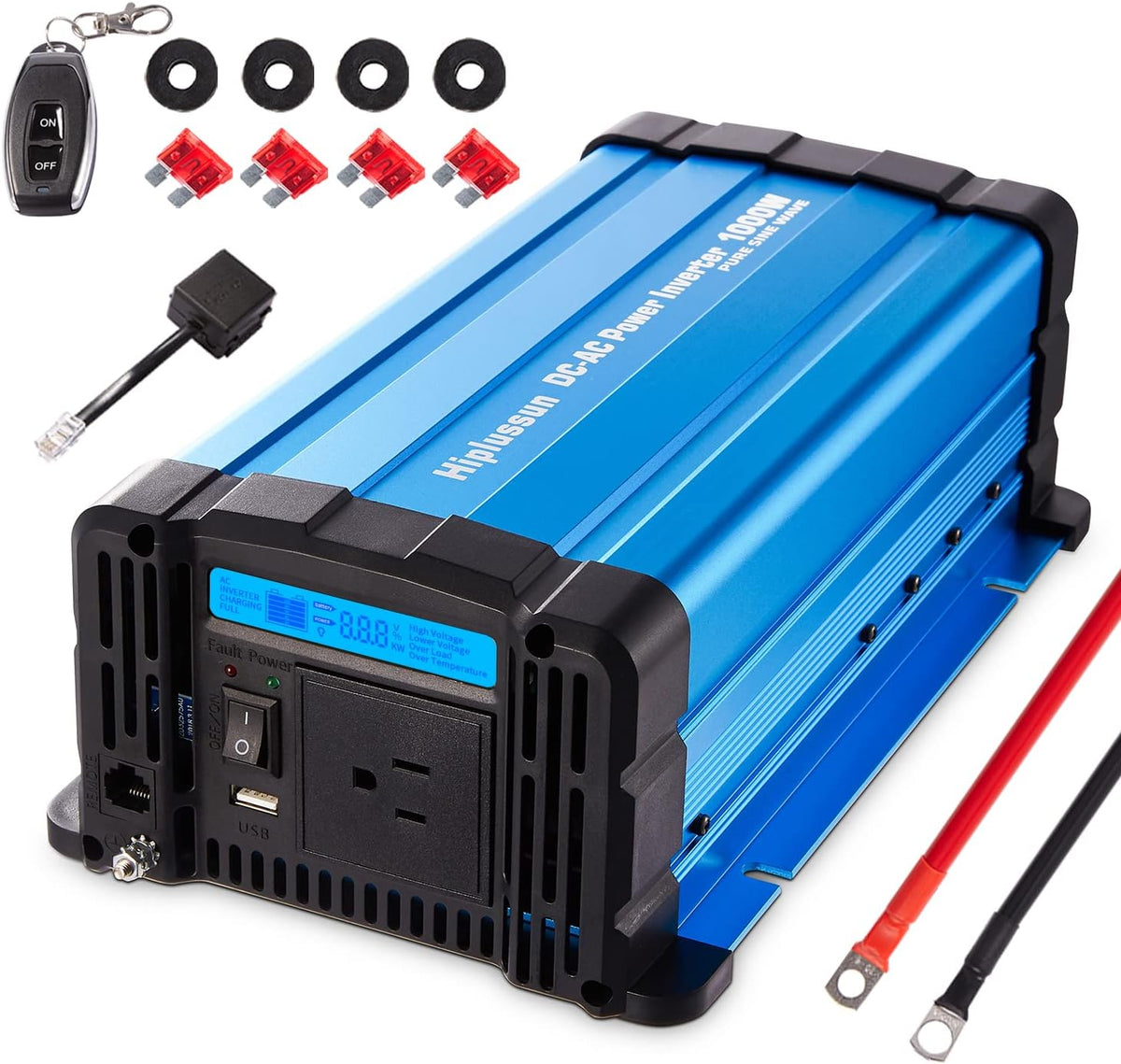 1000 watt Pure Sine Wave Power Inverter 12V to 110V DC to AC with Remote Controller G841