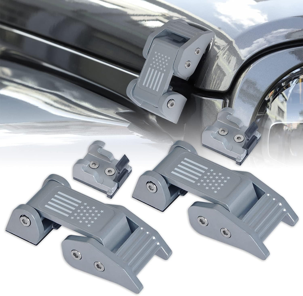 Red Aluminum Hood Latches Catch Kit for Jeep Wrangler JK JL Gladiator JT S7967