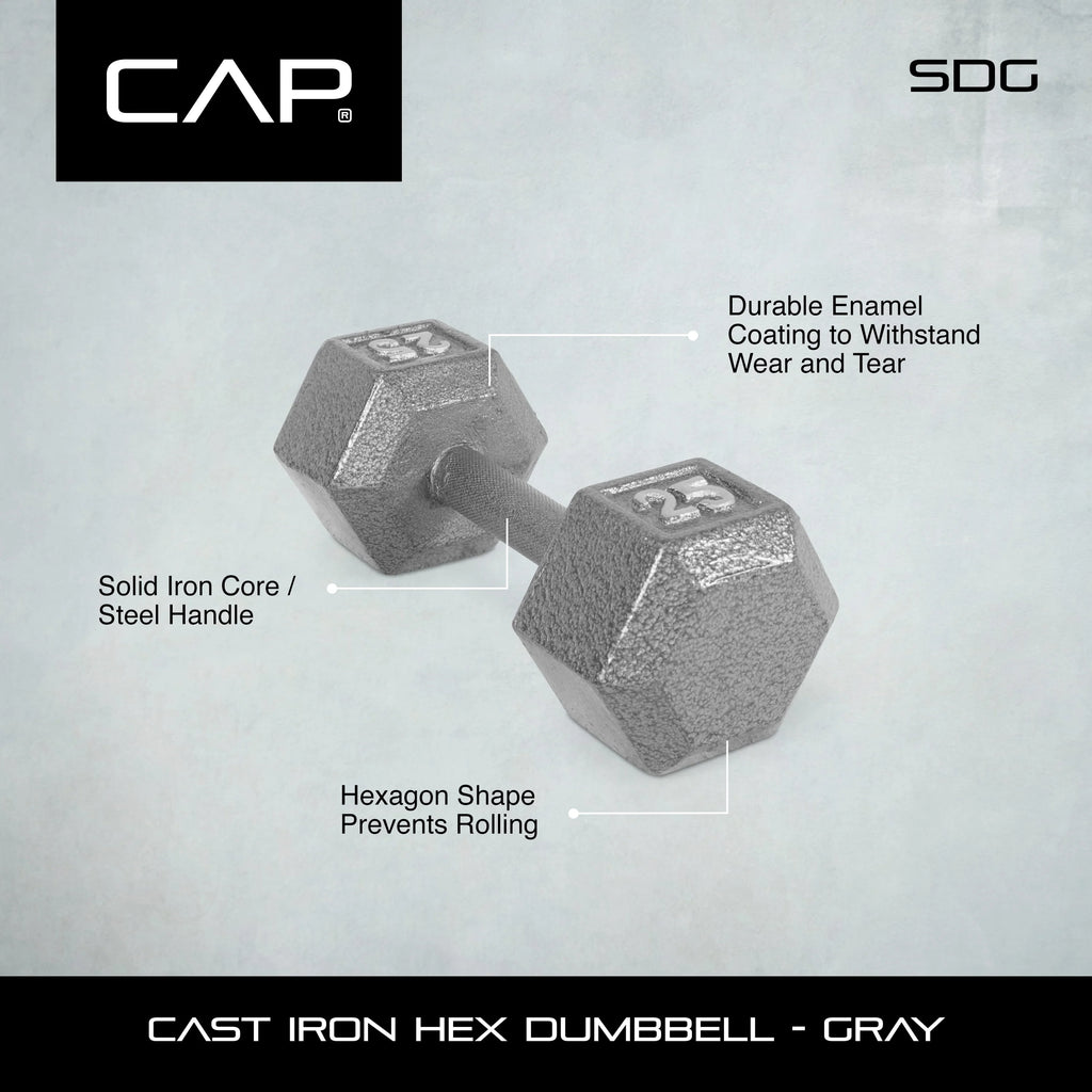 25lb Cast Iron Hex Dumbbell D502007