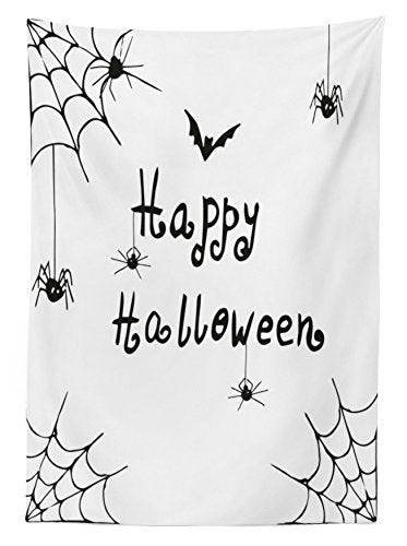 Halloween Outdoor Tablecloth, 58" X 84", White Black W142942