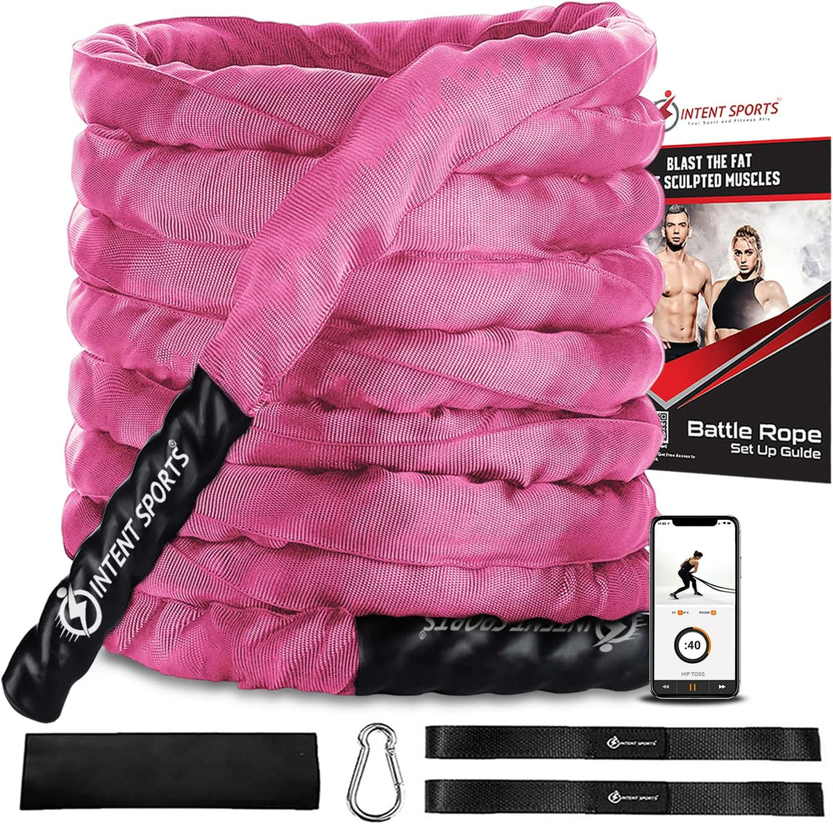 Poly Dacron Workout Battle Ropes with Anchor Strap Kit N620778