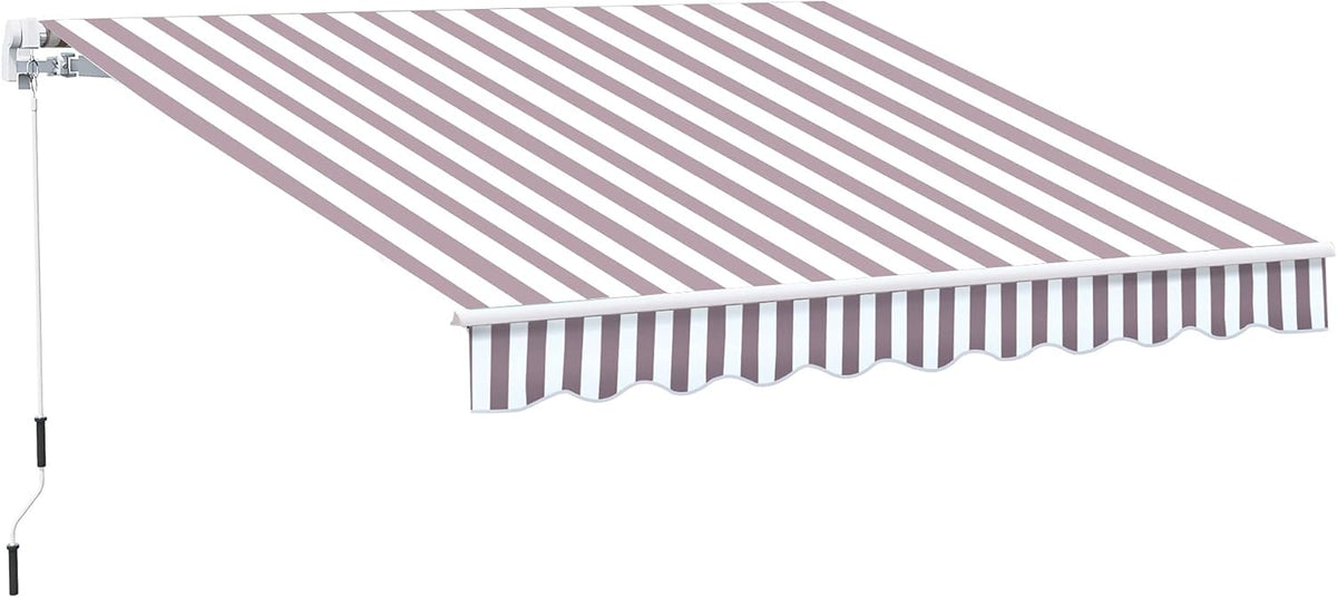 10' x 8' Manual Retractable Awning with UV Protection, Red Stripe W23570