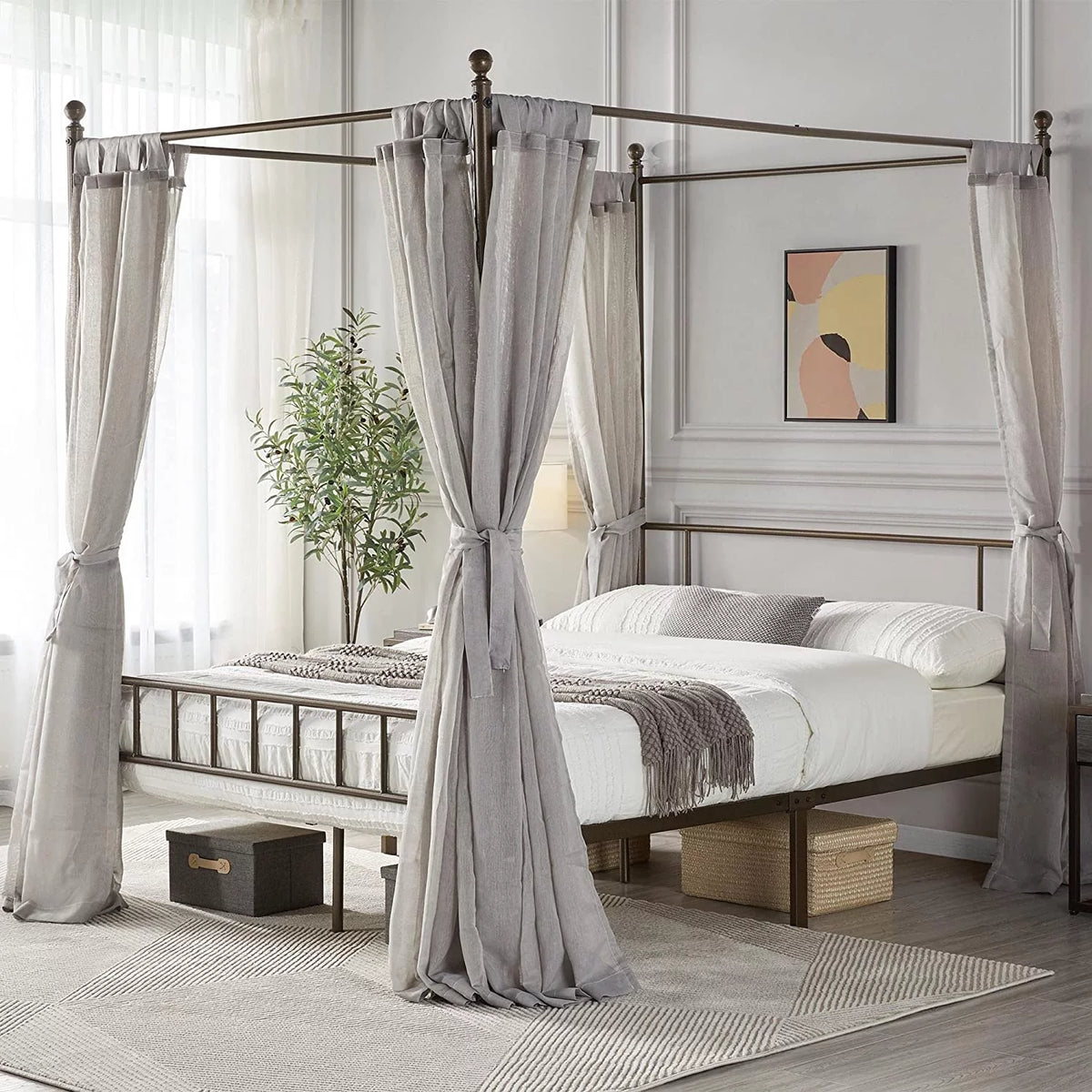 Queen Bronze Metal Canopy Bed Frame R335