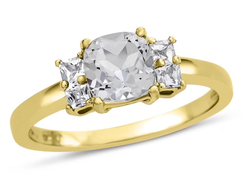 6x6mm Cushion-Cut White Topaz Ring H773