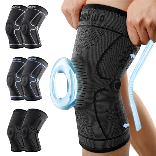 2 Pack Knee Compression Sleeves with Side Stabilizers & Patella Gel Pad N6082