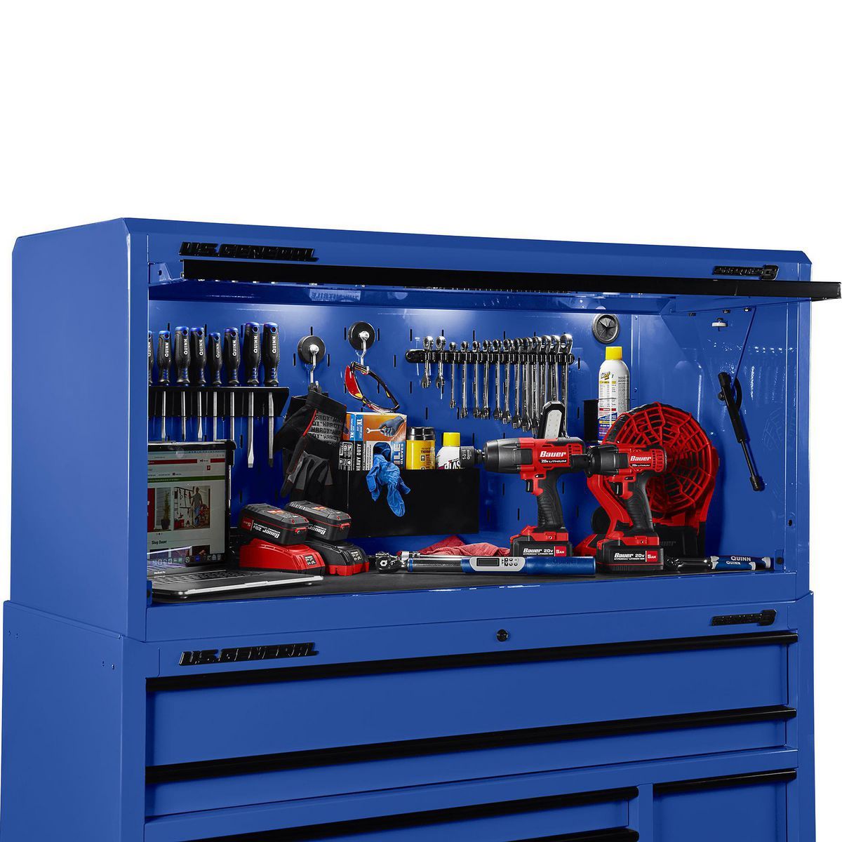 56 in. x 22 in. Blue Work Center Hutch U1139