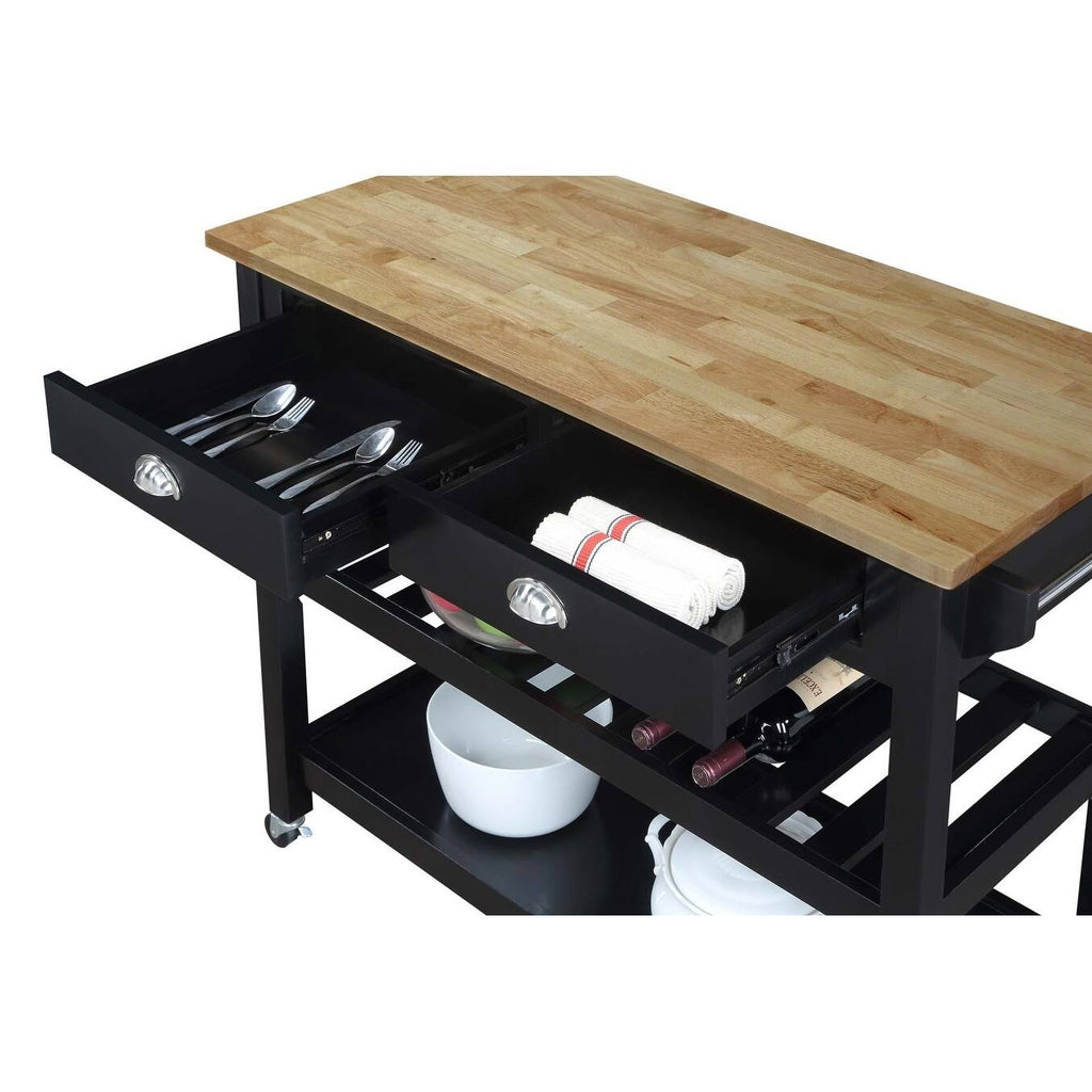 3 Tier Butcher Block Kitchen Cart with Drawers D5704