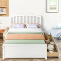 White Wood Twin Size Platform Bed with 2 Drawers Y2010
