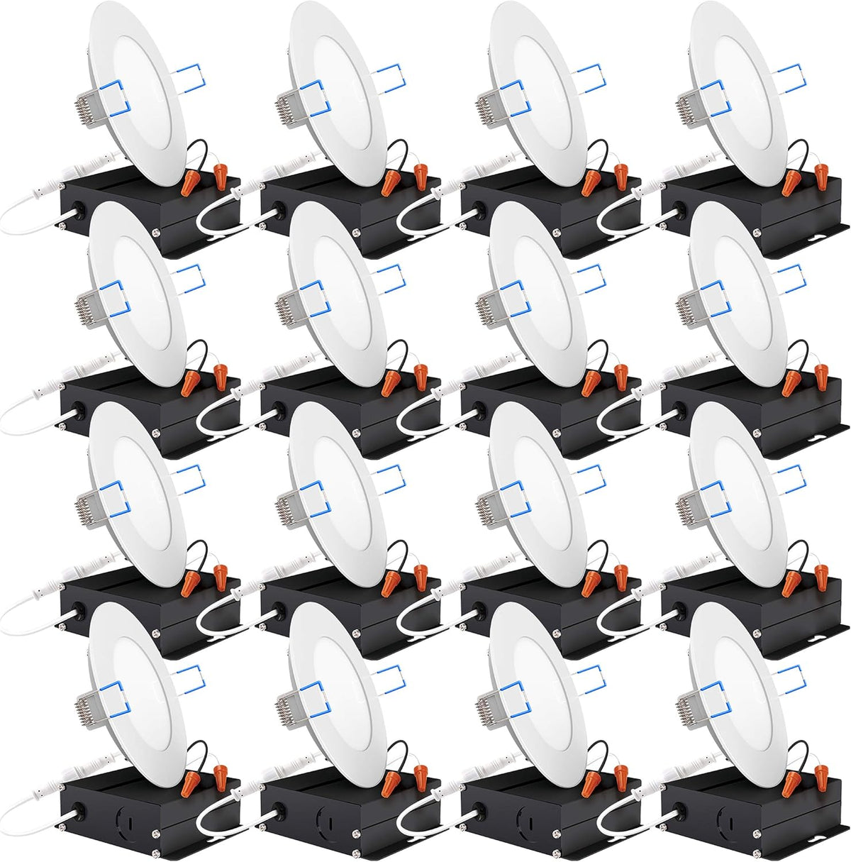 16 Pack 6 Inch Ultra Thin LED Recessed Ceiling Lights, 3000K Warm White, Dimmable 14W B72179