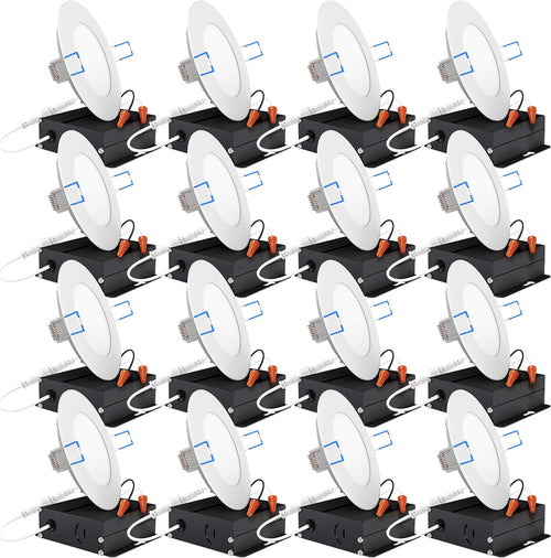16 Pack 6 Inch Ultra Thin LED Recessed Ceiling Lights, 3000K Warm White, Dimmable 14W B72179