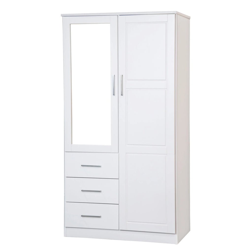 100% Solid Wood White Wardrobe Armoire E25784