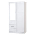 100% Solid Wood White Wardrobe Armoire E25784