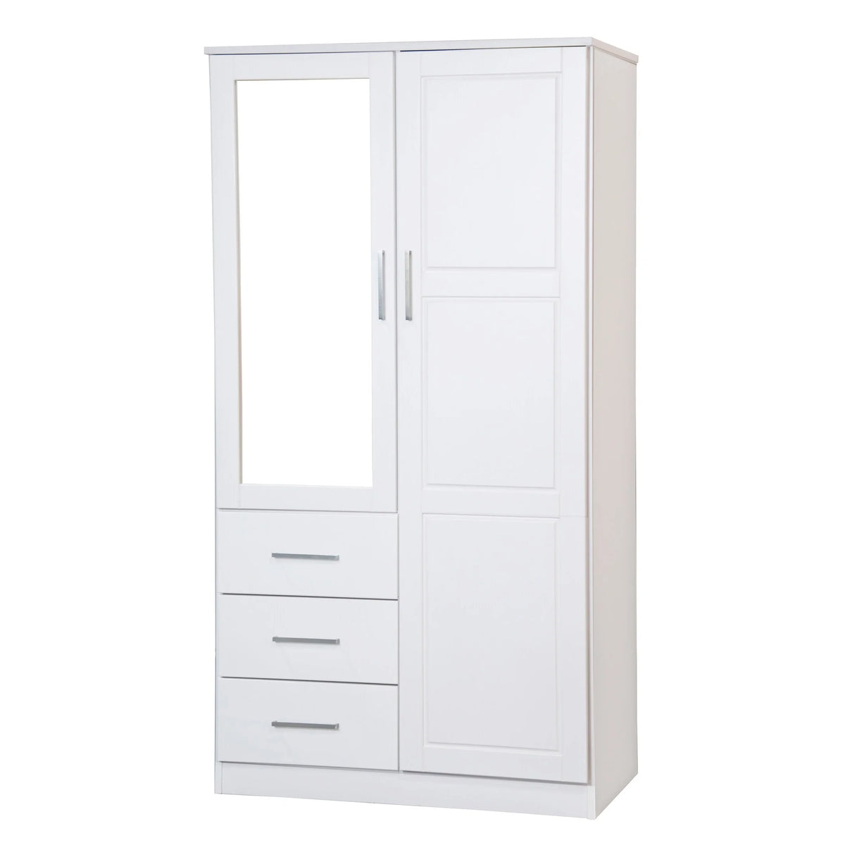 100% Solid Wood White Wardrobe Armoire E25784