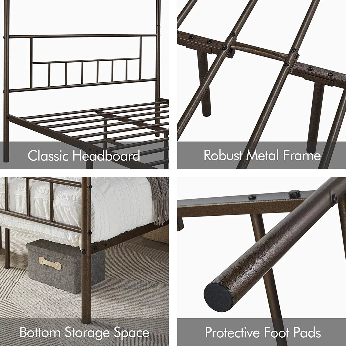 Queen Bronze Metal Canopy Bed Frame R335