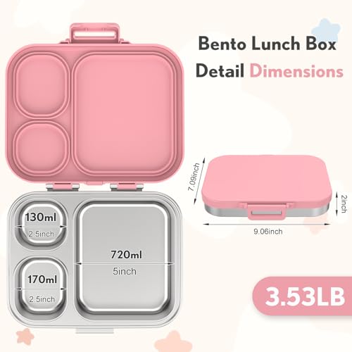 3 Compartment Leak Proof Stainless Steel Bento Box T479412