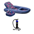 Navy Hibiscus 2 in 1 Pool Float with Caddy and Hand Pump J10190