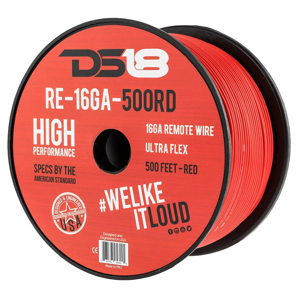 16 Gauge 500' Feet Red Primary Remote Wire 12V Auto Wiring Cable AWG Ultra Flex Spool A76393
