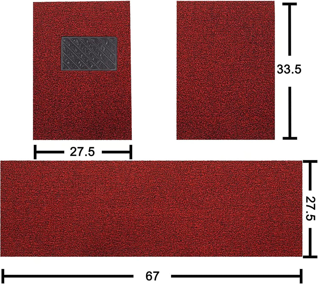 Black Red 3 Piece Rubber Car Floor Mats E610426