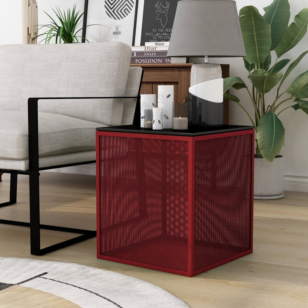 White Glass Top Side Table B42547