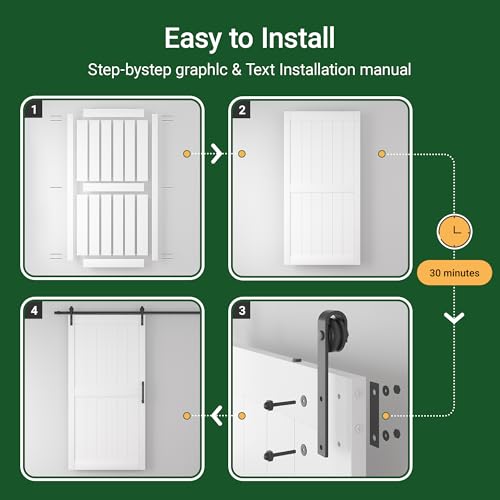 White Sliding Barn Door with Hardware Kit N84375