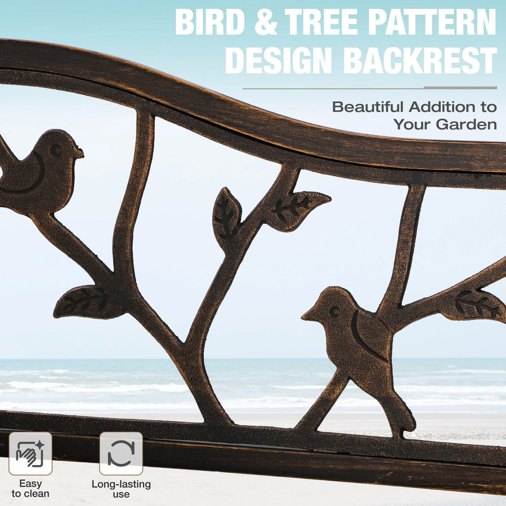 Red Metal Patio Garden Bench S53730