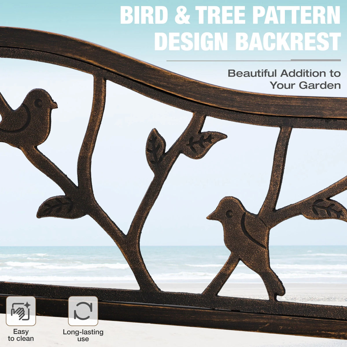 Red Metal Patio Garden Bench S53730