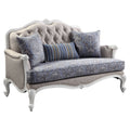 Beige and White Loveseat with 3 Pillows Z643238