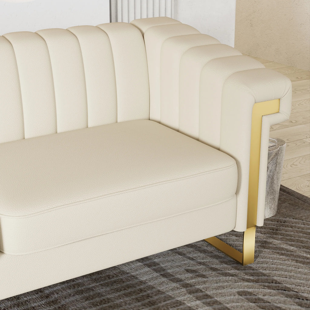 3 Seater Faux Leather Sofa with Removable Cushions I7731