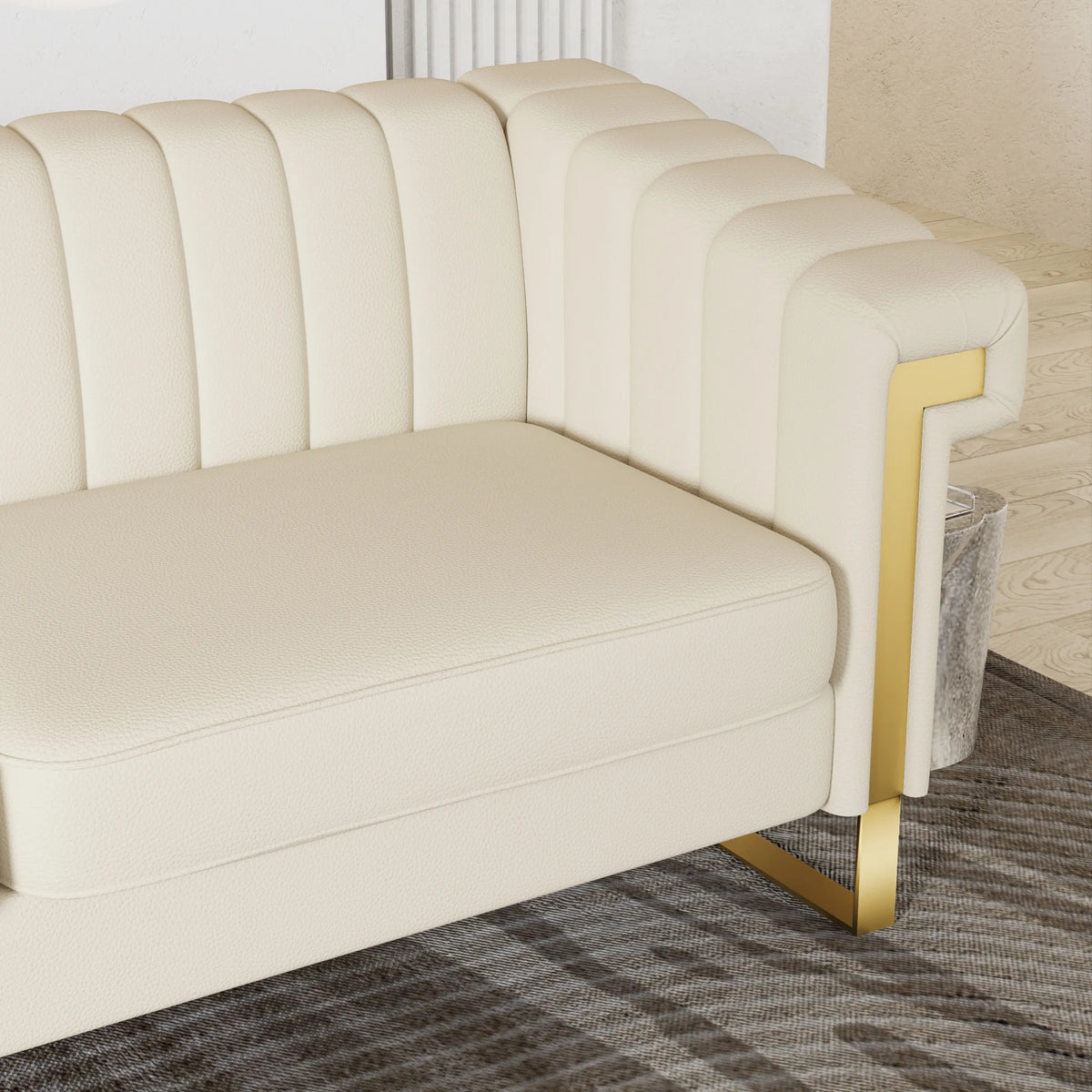 3 Seater Faux Leather Sofa with Removable Cushions I7731