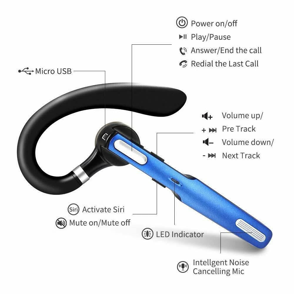 Wireless Bluetooth Headset with Noise Canceling Mic B229
