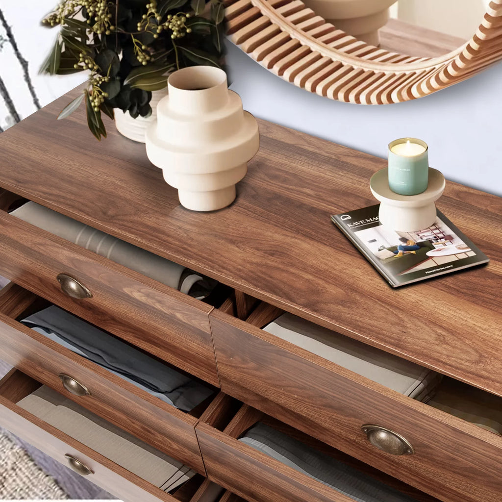 Wood 6 Drawer Dresser with Metal Handles G84652