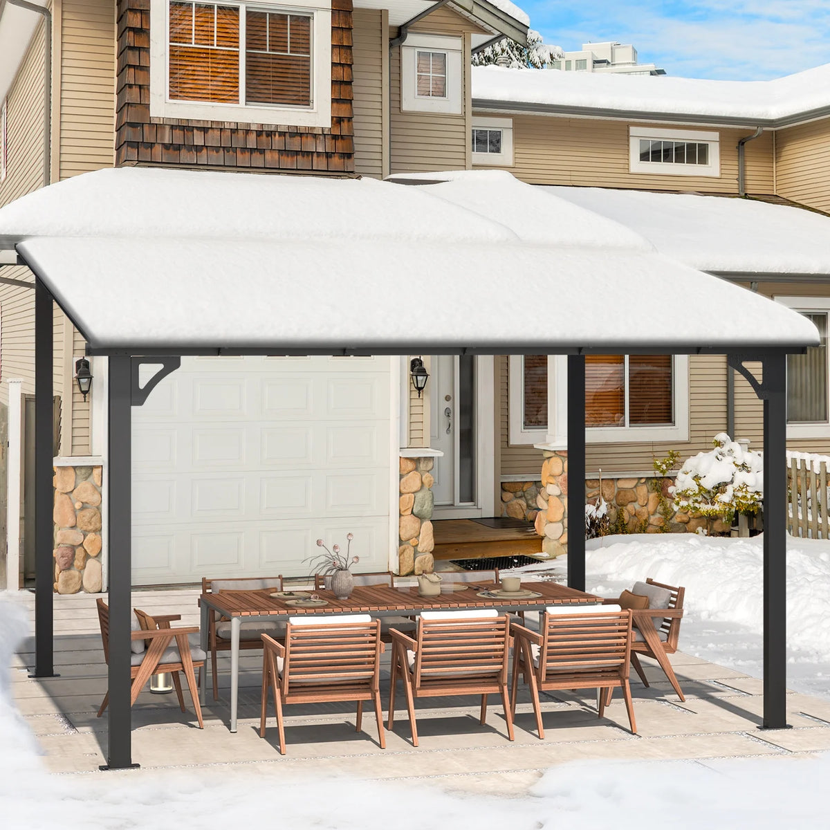10' x 12' Gray Hardtop Aluminum Gazebo Q14310
