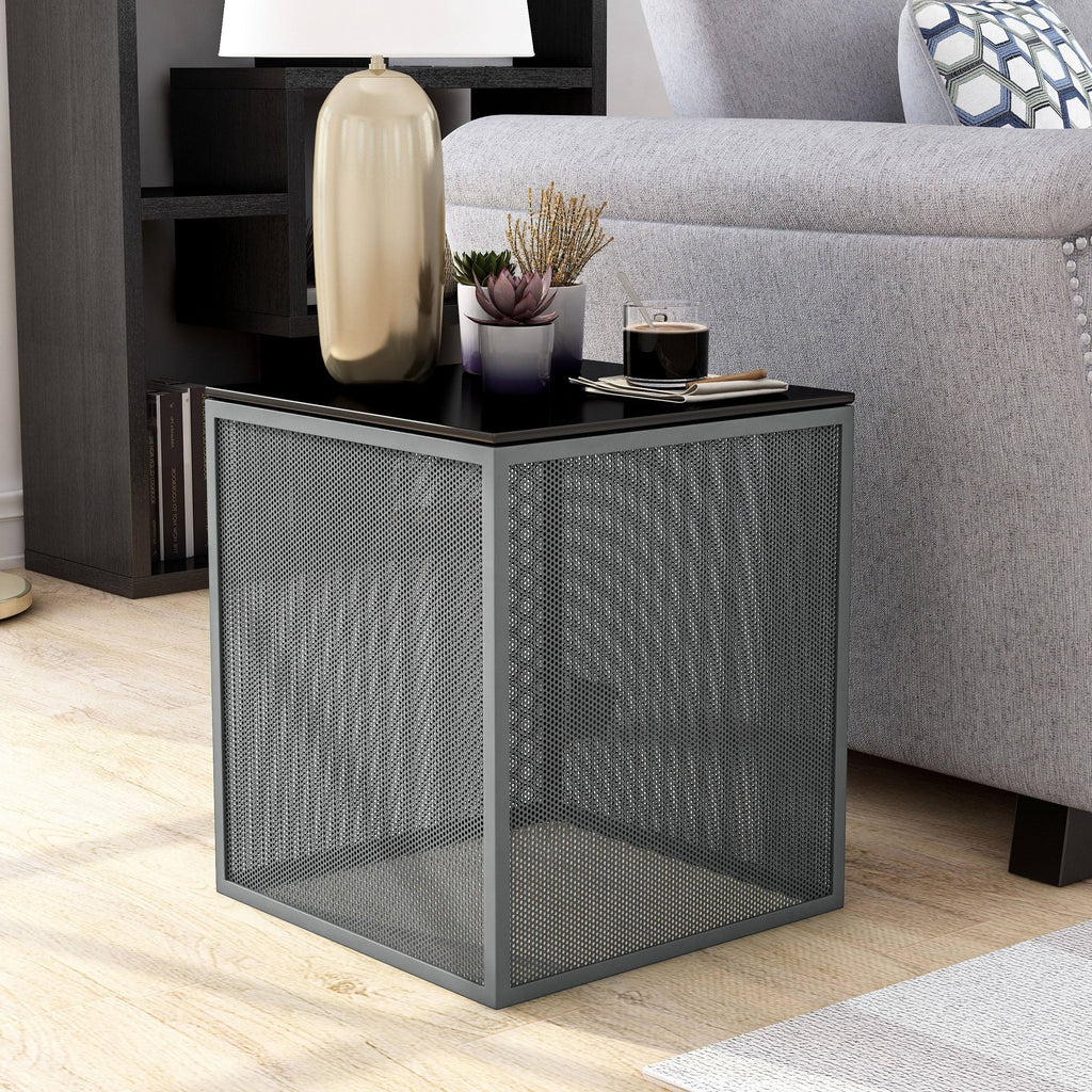 White Glass Top Side Table B42547