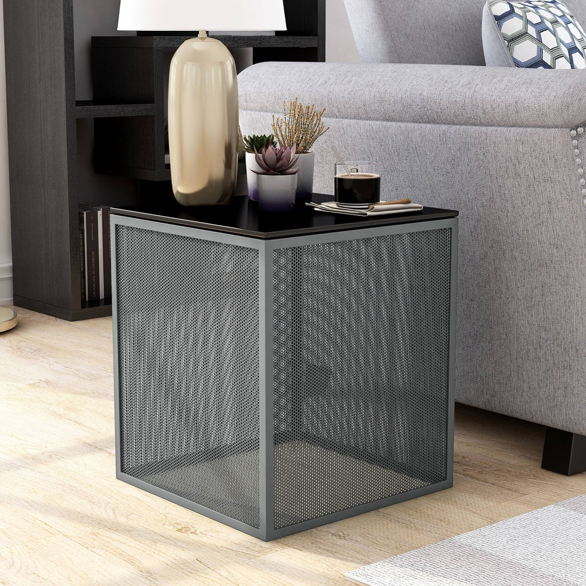 White Glass Top Side Table B42547