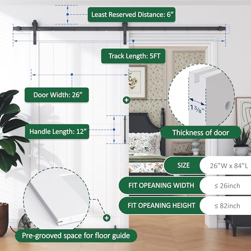 White Sliding Barn Door with Hardware Kit N84375
