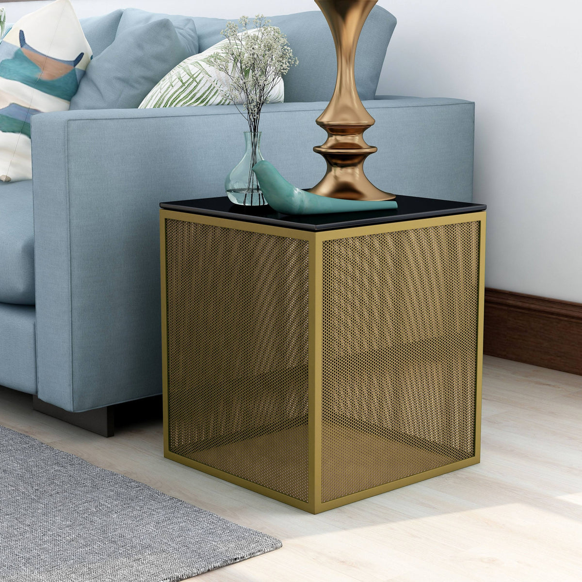 White Glass Top Side Table B42547