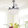 Crystal LED Ceiling Fan with Retractable Blades and Remote G906