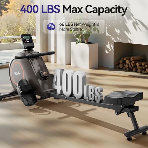 Quiet Magnetic Rowing Machine 350lb Capacity 16 Levels Adjustable Resistance Foldable J741