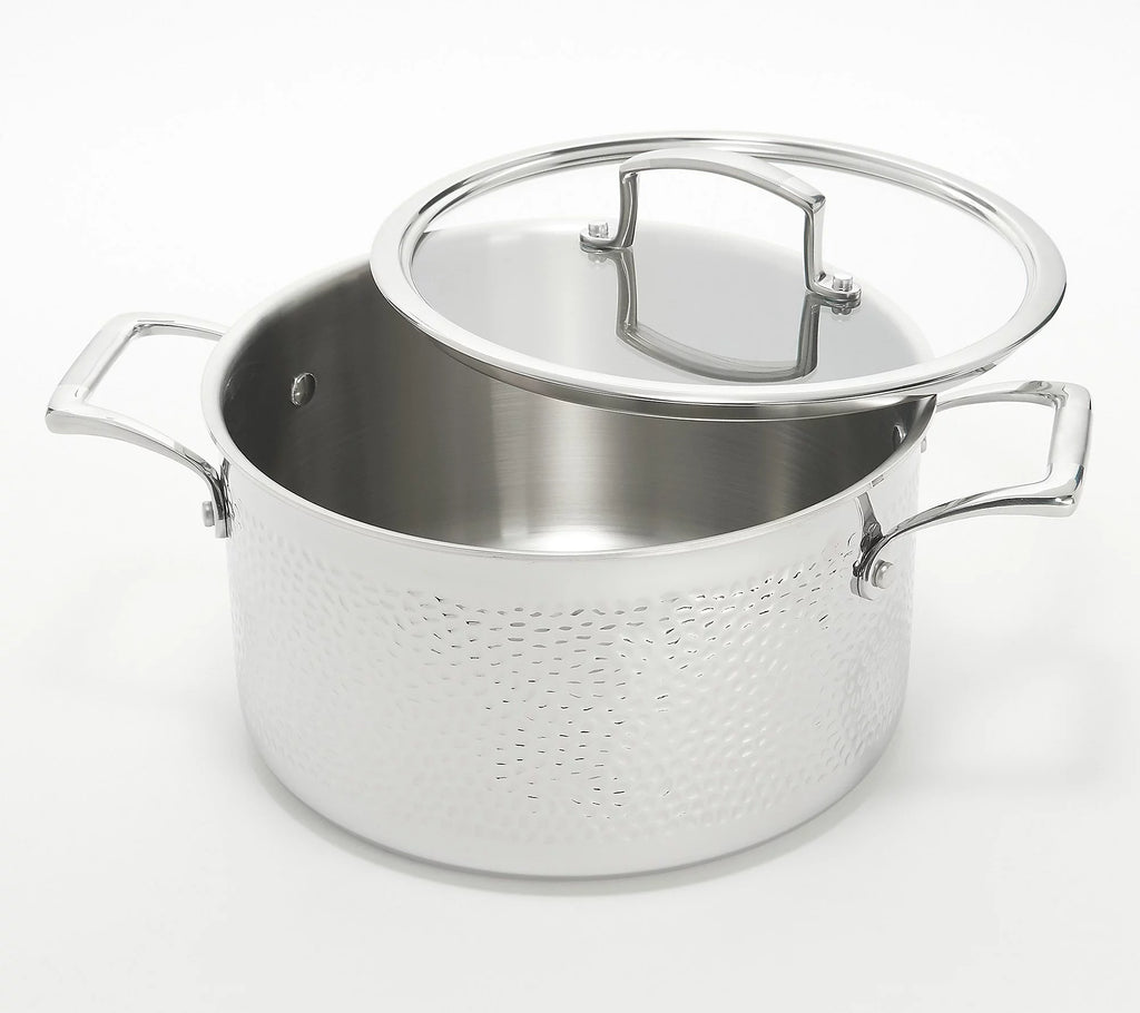 6-Pc Tri-Ply Hammered Stainless Steel Cookware Set P851026