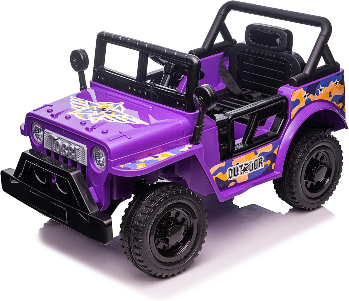 Purple and Black 12V Kids Ride On Truck Car with LED Lights U655730