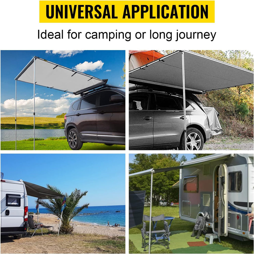 6.5'x6.5' Waterproof UV50+ Retractable Car Side Awning with Carry Bag X997867
