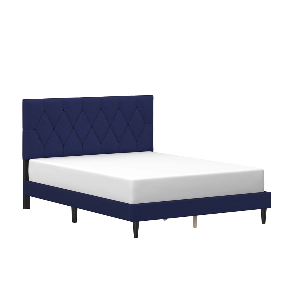 Gray Diamond Tufted Upholstered Queen Platform Bed O786790