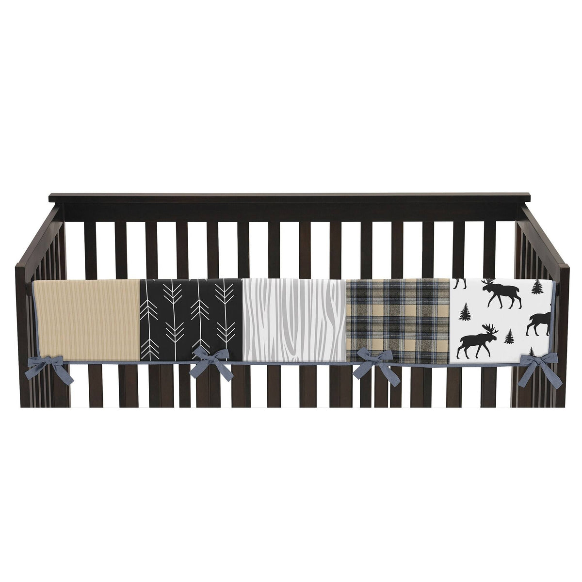 Blue and Tan 5 Piece Crib Bedding Set O8636