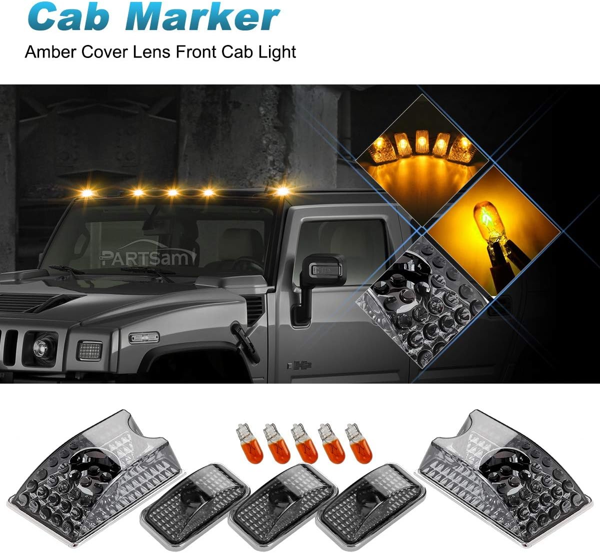 Smoked Housing Cab Roof Lights with T10 Halogen Bulbs N2141
