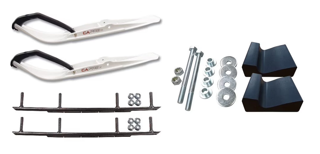 White Razor Snowmobile Skis with 10" Round Bars Complete Kit J960384