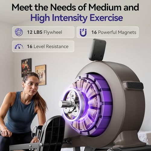 Quiet Magnetic Rowing Machine 350lb Capacity 16 Levels Adjustable Resistance Foldable J741