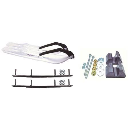 White Snowmobile Skis with 10 inch Round Bars Complete Kit F40007